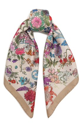 Женский шелковый платок 100 flowers RADICAL CHIC светло-бежевого цвета по цене 8060 руб., арт. 402655.07.01 | Фото 1 Женский шелковый платок 100 flowers RADICAL CHIC светло-бежевого цвета, арт. 402655.07.01 | Фото 1