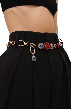 Женский пояс DOLCE & GABBANA золотого цвета по цене 129500 руб., арт. WLM6C1/W1111 | Фото 2 Женский пояс DOLCE & GABBANA золотого цвета, арт. WLM6C1/W1111 | Фото 2