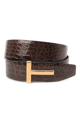 Женский ремень из кожи аллигатора TOM FORD коричневого цвета по цене 86300 руб., арт. WB206TN-ECY003/AMIS | Фото 1 Женский ремень из кожи аллигатора TOM FORD коричневого цвета, арт. WB206TN-ECY003/AMIS | Фото 1 (Материал: Экзотическая кожа)