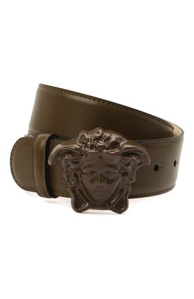 Женский кожаный ремень la medusa VERSACE хаки цвета по цене 29950 руб., арт. DCDD259/DVTFN | Фото 1 Женский кожаный ремень la medusa VERSACE хаки цвета, арт. DCDD259/DVTFN | Фото 1