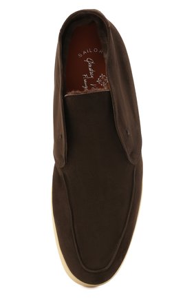 Мужские замшевые ботинки ANDREA VENTURA FIRENZE темно-коричневого цвета, арт. W-SAIL0R PANAREA/SHEARLING/CACHEMIRE/WS-IV0RY | Фото 5 (Материал внешний: Кожа, Замша; Материал утеплителя: Натуральный мех; Мужское Кросс-КТ: Ботинки-обувь, зимние ботинки; Материал внутренний: Натуральная кожа; Подошва: Плоская)