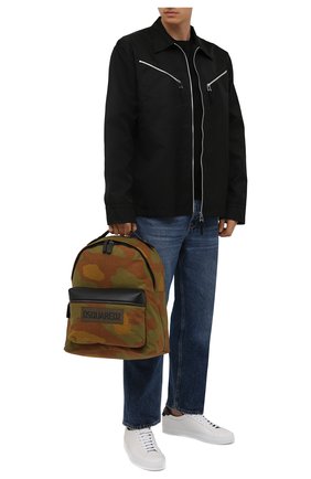 Мужской текстильный рюкзак DSQUARED2 хаки цвета, арт. BPM0063 168S0074 | Фото 2 (Материал: Текстиль; Ремень/цепочка: На ремешке; Размер: large; Стили: Кэжуэл)