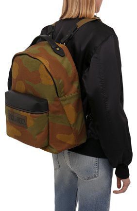 Женский текстильный рюкзак DSQUARED2 хаки цвета, арт. BPM0063 168S0074 | Фото 2 (Материал: Текстиль; Ремень/цепочка: На ремешке; Размер: large)