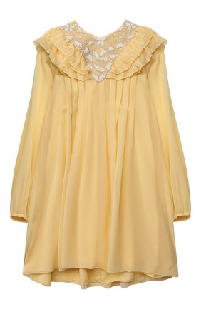 Детское шелковое платье CHLOÉ желтого цвета по цене 41550 руб., арт. C12839 | Фото 1 Детское шелковое платье CHLOÉ желтого цвета, арт. C12839 | Фото 1