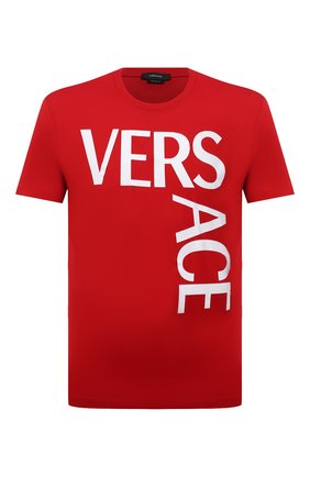 Мужская хлопковая футболка VERSACE красного цвета по цене 36050 руб., арт. 1001288/1A00922 | Фото 1 Мужская хлопковая футболка VERSACE красного цвета, арт. 1001288/1A00922 | Фото 1 (Материал внешний: Хлопок; Принт: С принтом; Рукава: Короткие; Стили: Кэжуэл; Длина (для топов): Стандартные)