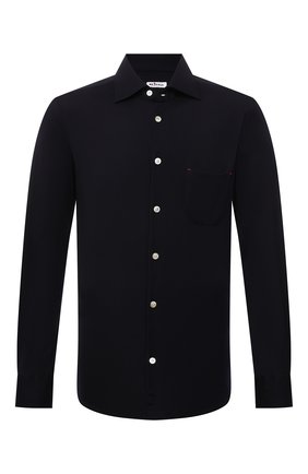 Мужская хлопковая рубашка KITON темно-синего цвета по цене 192500 руб., арт. UMCNERK0159A01 | Фото 1 Мужская хлопковая рубашка KITON темно-синего цвета, арт. UMCNERK0159A01 | Фото 1 (Материал внешний: Шерсть; Длина (для топов): Стандартные; Рукава: Длинные; Случай: Повседневный; Принт: Однотонные; Воротник: Акула; Манжеты: На пуговицах; Стили: Кэжуэл)