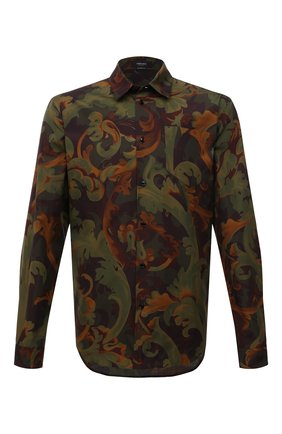 Мужская хлопковая сорочка VERSACE хаки цвета по цене 72400 руб., арт. 1001251/1A00964 | Фото 1 Мужская хлопковая сорочка VERSACE хаки цвета, арт. 1001251/1A00964 | Фото 1 (Материал внешний: Хлопок; Длина (для топов): Стандартные; Рукава: Длинные; Случай: Повседневный; Принт: С принтом; Воротник: Кент; Рубашки М: Regular Fit; Манжеты: На пуговицах; Стили: Кэжуэл; Региональные ограничения белый список (Axapta Mercury): RU)