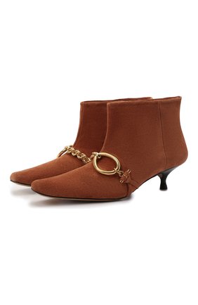 Женские замшевые ботильоны kitten chain JW ANDERSON коричневого цвета по цене 59950 руб., арт. ANW37011A/14017 | Фото 1 Женские замшевые ботильоны kitten chain JW ANDERSON коричневого цвета, арт. ANW37011A/14017 | Фото 1 (Материал внутренний: Натуральная кожа; Каблук тип: Kitten heel; Каблук высота: Низкий; Подошва: Плоская; Материал внешний: Кожа)