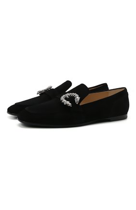 Женские замшевые лоферы mani JIMMY CHOO черного цвета по цене 64000 руб., арт. MANI FLAT/UCB | Фото 1 Женские замшевые лоферы mani JIMMY CHOO черного цвета, арт. MANI FLAT/UCB | Фото 1