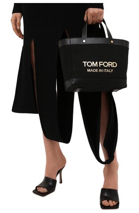 Женский сумка-шопер t-screw mini TOM FORD черного цвета, арт. L1494T-ICN002 | Фото 2 (Материал: Текстиль; Размер: mini; Ремень/цепочка: На ремешке; Сумки-технические: Сумки-шопперы)