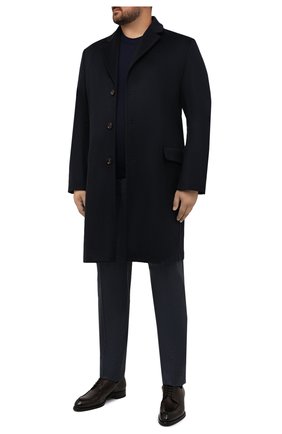 Мужской кашемировое пальто KIRED темно-синего цвета, арт. WR0MAW6818019000/62-74 | Фото 2 (Материал внешний: Кашемир, Шерсть; Рукава: Длинные; Материал подклада: Синтетический материал; Длина (верхняя одежда): До колена; Мужское Кросс-КТ: пальто-верхняя одежда; Стили: Классический; Big sizes: Big Sizes)