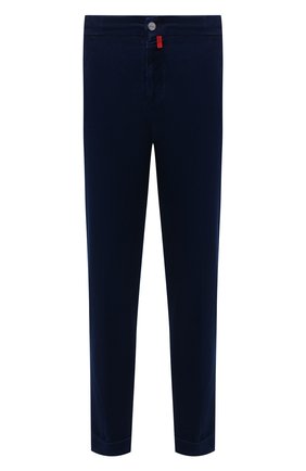 Мужские брюки из хлопка и кашемира KITON темно-синего цвета, арт. UFPLACJ0337A | Фото 1 (Материал внешний: Хлопок; Длина (брюки, джинсы): Стандартные; Стили: Кэжуэл; Случай: Повседневный)