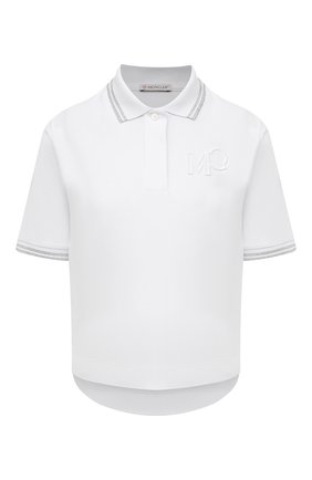 Женское хлопковое поло MONCLER белого цвета по цене 20700 руб., арт. G2-093-8A000-01-84720 | Фото 1 Женское хлопковое поло MONCLER белого цвета, арт. G2-093-8A000-01-84720 | Фото 1 (Материал внешний: Хлопок; Рукава: Короткие; Длина (для топов): Стандартные; Стили: Спорт-шик)
