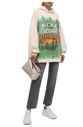 Женский хлопковое худи ACNE STUDIOS кремвого цвета по цене 35200 руб., арт. AI0105 | Фото 2 Женский хлопковое худи ACNE STUDIOS кремвого цвета, арт. AI0105 | Фото 2 (Рукава: Длинные; Длина (для топов): Удлиненные; Материал внешний: Хлопок; Женское Кросс-КТ: Худи-одежда; Стили: Спорт-шик)