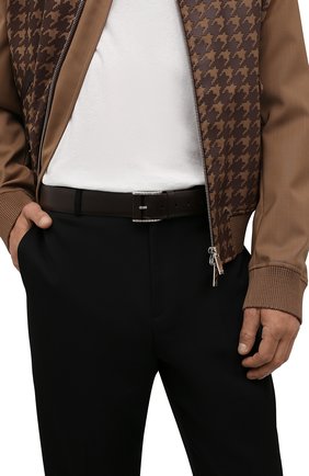 Мужской кожаный ремень ZILLI темно-коричневого цвета, арт. MJL-CLAQE-01030/0082/120-130 | Фото 2 (Случай: Формальный; Материал: Натуральная кожа)
