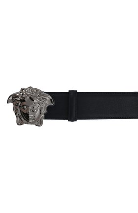 Мужской кожаный ремень VERSACE темно-синего цвета по цене 36750 руб., арт. 1001340/1A00593 | Фото 4 Мужской кожаный ремень VERSACE темно-синего цвета, арт. 1001340/1A00593 | Фото 4 (Случай: Повседневный, Формальный)