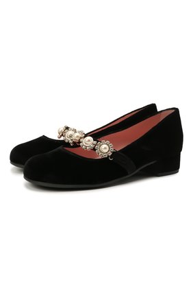 Детские текстильные туфли PRETTY BALLERINAS черного цвета по цене 16000 руб., арт. 49.632-R/AFR0DITE-D0 | Фото 1 Детские текстильные туфли PRETTY BALLERINAS черного цвета, арт. 49.632-R/AFR0DITE-D0 | Фото 1