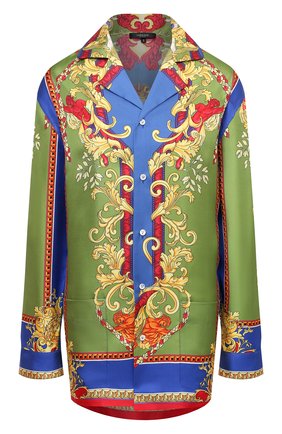 Женская шелковая рубашка VERSACE разноцветного цвета по цене 106500 руб., арт. 1001525/1A00735 | Фото 1 Женская шелковая рубашка VERSACE разноцветного цвета, арт. 1001525/1A00735 | Фото 1 (Рукава: Длинные; Материал внешний: Шелк; Женское Кросс-КТ: Блуза-белье; Длина (для топов): Удлиненные)
