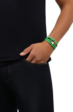 Мужской кожаный браслет ALEXANDER MCQUEEN зеленого цвета, арт. 626415/1AAD1 | Фото 2 (Материал: Натуральная кожа)