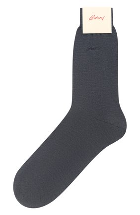 Мужские шерстяные носки BRIONI серо-голубого цвета, арт. 0VMC00/01Z08 | Фото 1 (Материал внешний: Шерсть; Кросс-КТ: бельё)