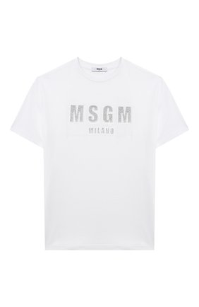 Детская хлопковая футболка MSGM KIDS белого цвета по цене 7585 руб., арт. MS027706 | Фото 1 Детская хлопковая футболка MSGM KIDS белого цвета, арт. MS027706 | Фото 1 (Рукава: Короткие; Материал внешний: Хлопок; Девочки Кросс-КТ: футболка-одежда; Ростовка одежда: 10 - 11 лет | 140 - 146см, 12 лет | 152 см, 13 - 15 лет | 158 см, 6 лет | 116 см, 8 лет | 128 см)