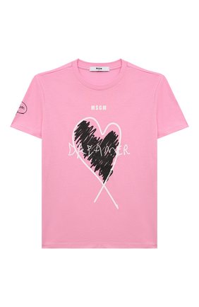 Детская хлопковая футболка MSGM KIDS розового цвета по цене 5710 руб., арт. MS027825 | Фото 1 Детская хлопковая футболка MSGM KIDS розового цвета, арт. MS027825 | Фото 1