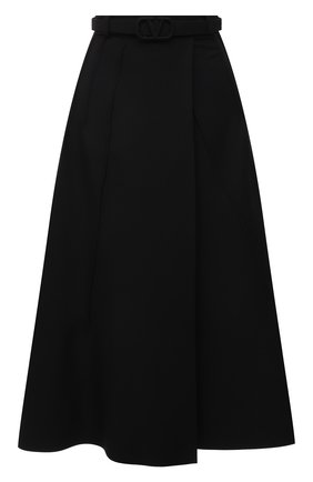 Женская юбка из шерсти и шелка VALENTINO черного цвета по цене 199500 руб., арт. WB3RA7V01CF | Фото 1 Женская юбка из шерсти и шелка VALENTINO черного цвета, арт. WB3RA7V01CF | Фото 1 (Материал внешний: Шелк, Шерсть; Длина Ж (юбки, платья, шорты): Миди; Материал подклада: Вискоза; Стили: Гламурный; Женское Кросс-КТ: Юбка-одежда)