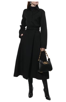 Женская юбка из шерсти и шелка VALENTINO черного цвета по цене 199500 руб., арт. WB3RA7V01CF | Фото 2 Женская юбка из шерсти и шелка VALENTINO черного цвета, арт. WB3RA7V01CF | Фото 2 (Материал внешний: Шелк, Шерсть; Длина Ж (юбки, платья, шорты): Миди; Материал подклада: Вискоза; Стили: Гламурный; Женское Кросс-КТ: Юбка-одежда)