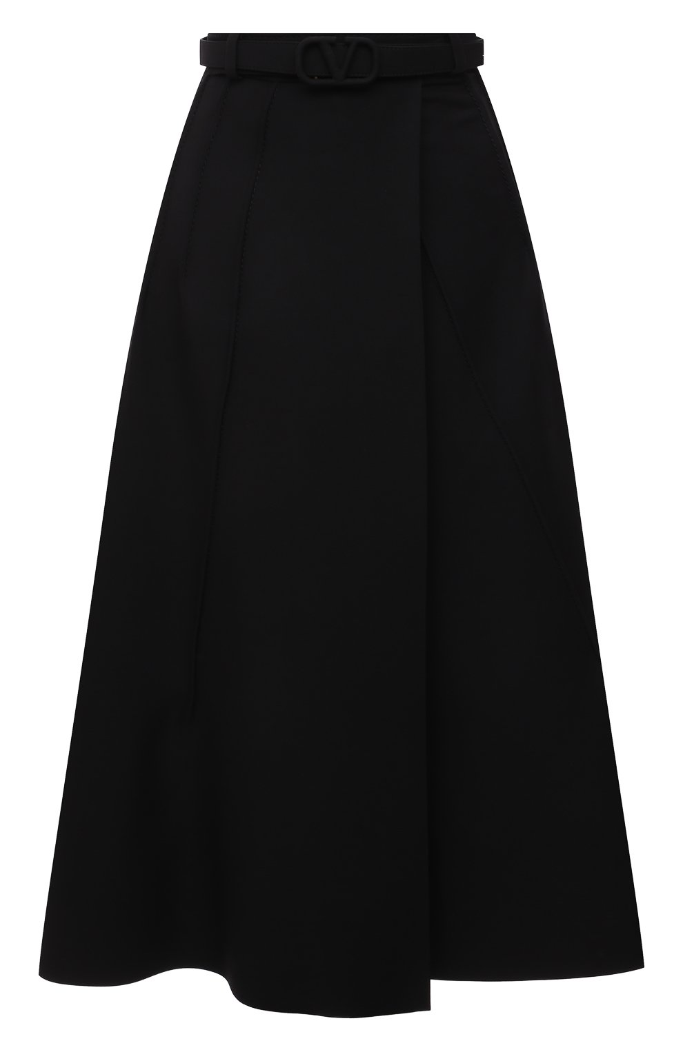 Женская юбка из шерсти и шелка VALENTINO черного цвета, арт. WB3RA7V01CF | Фото 1 (Материал внешний: Шерсть, Шелк; Стили: Гламурный; Региональные ограничения белый список (Axapta Mercury): RU; Женское Кросс-КТ: Юбка-одежда; Длина Ж (юбки, платья, шорты): Миди; Материал подклада: Вискоза)