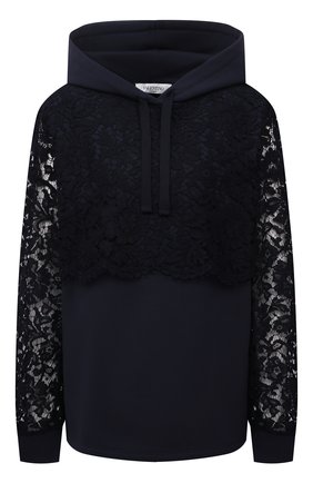 Женский хлопковое худи VALENTINO синего цвета по цене 115500 руб., арт. WB3MF11T6KY | Фото 1 Женский хлопковое худи VALENTINO синего цвета, арт. WB3MF11T6KY | Фото 1 (Рукава: Длинные; Материал внешний: Хлопок; Длина (для топов): Стандартные; Стили: Спорт-шик; Женское Кросс-КТ: Худи-одежда)
