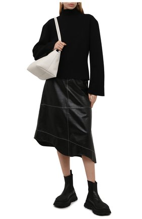 Женские комбинированный ботинки JIL SANDER черного цвета по цене 74950 руб., арт. JS37070A-14060 | Фото 2 Женские комбинированный ботинки JIL SANDER черного цвета, арт. JS37070A-14060 | Фото 2 (Подошва: Платформа; Материал внутренний: Натуральная кожа; Каблук высота: Низкий; Женское Кросс-КТ: Челси-ботинки)