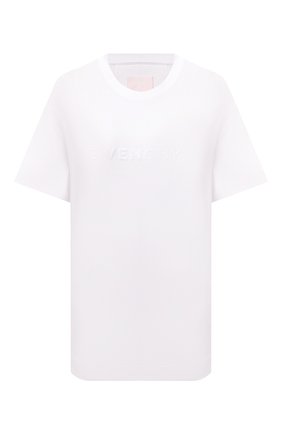 Женская хлопковая футболка GIVENCHY белого цвета, арт. BW707Z30NH | Фото 1 (Принт: Без принта; Рукава: Короткие; Длина (для топов): Стандартные; Материал внешний: Хлопок; Стили: Спорт-шик; Женское Кросс-КТ: Футболка-одежда)