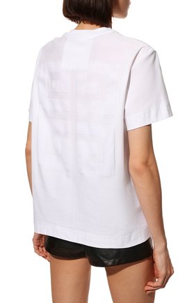 Женская хлопковая футболка GIVENCHY белого цвета, арт. BW707Z30NH | Фото 4 (Принт: Без принта; Рукава: Короткие; Длина (для топов): Стандартные; Материал внешний: Хлопок; Стили: Спорт-шик; Женское Кросс-КТ: Футболка-одежда)