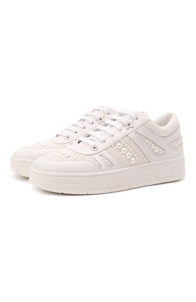 Женские комбинированные кеды hawaii JIMMY CHOO белого цвета по цене 48250 руб., арт. HAWAII/F/ZCY | Фото 1 Женские комбинированные кеды hawaii JIMMY CHOO белого цвета, арт. HAWAII/F/ZCY | Фото 1
