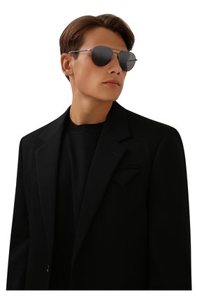 Мужские солнцезащитные очки ERMENEGILDO ZEGNA серого цвета, арт. EZ0175 | Фото 2 (Тип очков: С/з; Кросс-КТ: С/з-мужское; Оптика Гендер: оптика-мужское; Очки форма: Авиаторы)