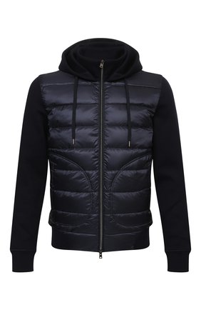 Мужской комбинированный кардиган HERNO темно-синего цвета по цене 59200 руб., арт. JP003UR/50025 | Фото 1 Мужской комбинированный кардиган HERNO темно-синего цвета, арт. JP003UR/50025 | Фото 1