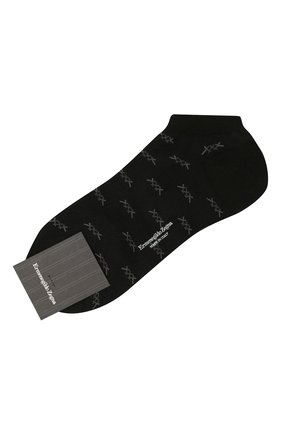 Мужские хлопковые носки ERMENEGILDO ZEGNA черного цвета, арт. N5V024490 | Фото 1 (Кросс-КТ: бельё; Материал внешний: Хлопок)