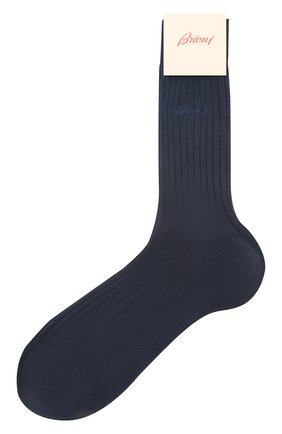 Мужские хлопковые носки BRIONI темно-синего цвета, арт. 0VMC00/P9Z03 | Фото 1 (Материал внешний: Хлопок; Кросс-КТ: бельё)