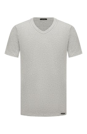 Мужская хлопковая футболка TOM FORD серого цвета, арт. T4M091040 | Фото 1 (Материал внешний: Хлопок; Кросс-КТ: домашняя одежда; Рукава: Короткие; Длина (для топов): Стандартные)