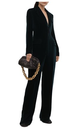 Женский бархатный комбинезон BOTTEGA VENETA темно-бирюзового цвета по цене 240000 руб., арт. 664474/V0XD0 | Фото 2 Женский бархатный комбинезон BOTTEGA VENETA темно-бирюзового цвета, арт. 664474/V0XD0 | Фото 2 (Рукава: Длинные; Материал внешний: Купро, Вискоза; Длина (брюки, джинсы): Удлиненные; Материал подклада: Шелк; Стили: Гламурный; Случай: Вечерний; Женское Кросс-КТ: Комбинезон-одежда)