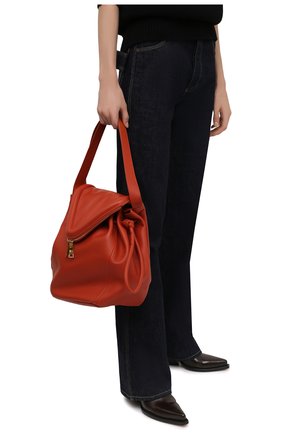 Женская сумка beak large BOTTEGA VENETA оранжевого цвета, арт. 666511/VCP40 | Фото 2 (Материал: Натуральная кожа; Размер: large; Сумки-технические: Сумки top-handle)