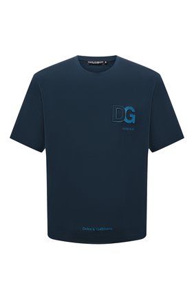 Мужская хлопковая футболка DOLCE & GABBANA темно-бирюзового цвета, арт. G8NB3Z/FU7EQ | Фото 1 (Материал внешний: Хлопок; Принт: С принтом; Стили: Кэжуэл; Рукава: Короткие; Длина (для топов): Стандартные)