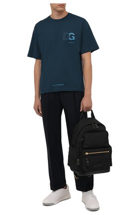 Мужская хлопковая футболка DOLCE & GABBANA темно-бирюзового цвета, арт. G8NB3Z/FU7EQ | Фото 2 (Материал внешний: Хлопок; Принт: С принтом; Стили: Кэжуэл; Рукава: Короткие; Длина (для топов): Стандартные)
