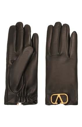Женские кожаные перчатки VALENTINO черного цвета по цене 36450 руб., арт. WW2GDA00/WJW | Фото 2 Женские кожаные перчатки VALENTINO черного цвета, арт. WW2GDA00/WJW | Фото 2