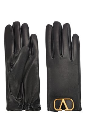 Женские кожаные перчатки VALENTINO темно-синего цвета по цене 36450 руб., арт. WW2GDA00/WJW | Фото 2 Женские кожаные перчатки VALENTINO темно-синего цвета, арт. WW2GDA00/WJW | Фото 2