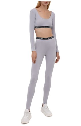 Женские хлопковые леггинсы BALMAIN серого цвета по цене 21900 руб., арт. BPN095140 | Фото 2 Женские хлопковые леггинсы BALMAIN серого цвета, арт. BPN095140 | Фото 2