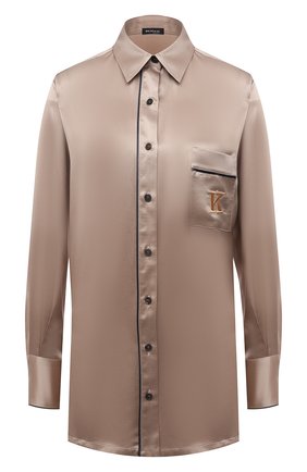 Женская шелковая рубашка KITON светло-бежевого цвета по цене 112000 руб., арт. D52446K04H94 | Фото 1 Женская шелковая рубашка KITON светло-бежевого цвета, арт. D52446K04H94 | Фото 1 (Рукава: Длинные; Материал внешний: Шелк; Длина (для топов): Удлиненные; Женское Кросс-КТ: Рубашка-одежда; Принт: С принтом; Стили: Романтичный)
