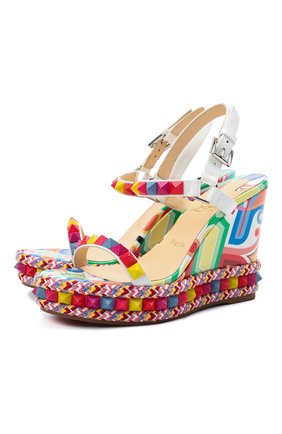 Женские кожаные босоножки pyraclou 110 CHRISTIAN LOUBOUTIN разноцветного цвета по цене 58800 руб., арт. 3210221/PYRACL0U 110 | Фото 1 Женские кожаные босоножки pyraclou 110 CHRISTIAN LOUBOUTIN разноцветного цвета, арт. 3210221/PYRACL0U 110 | Фото 1 (Материал внутренний: Натуральная кожа; Подошва: Платформа; Каблук тип: Танкетка; Каблук высота: Высокий; Материал внешний: Кожа)