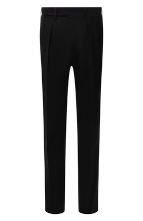 Мужские брюки из шерсти и кашемира KITON черного цвета, арт. UPNVIK0121A | Фото 1 (Материал внешний: Шерсть; Длина (брюки, джинсы): Стандартные; Случай: Формальный; Стили: Классический; Материал подклада: Купро)