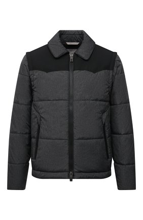 Мужская утепленная куртка CANALI темно-серого цвета, арт. 040649E/SY01830 | Фото 1 (Длина (верхняя одежда): Короткие; Рукава: Короткие; Материал внешний: Синтетический материал; Материал подклада: Синтетический материал; Кросс-КТ: Куртка; Стили: Кэжуэл; Мужское Кросс-КТ: утепленные куртки)